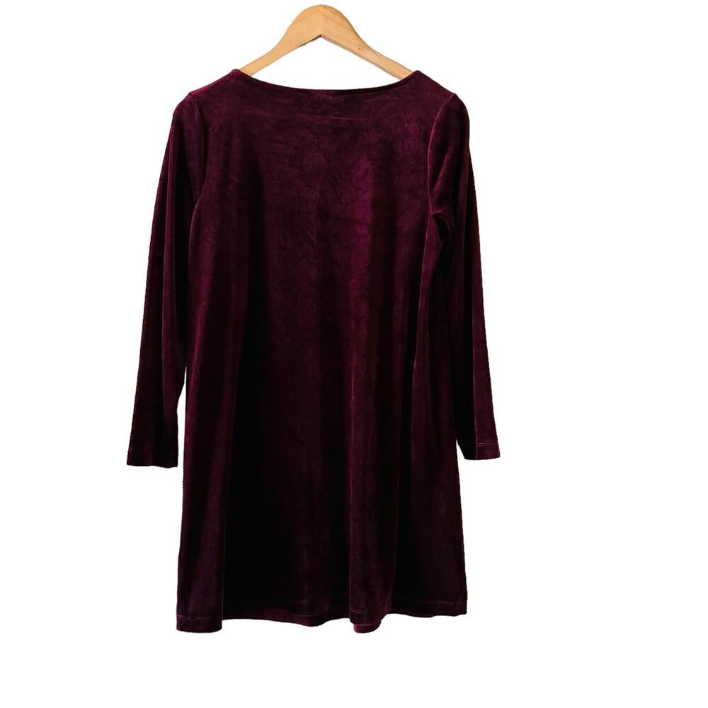 J. Jill Velour Crew Neck Long Sleeve Tunic Top Size S Small Petite Burgundy - Picture 2 of 9